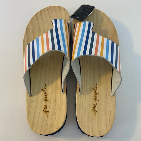 NWOT Free People Striped Woodlands Platform Clog Sandal - Picture 9 of 11